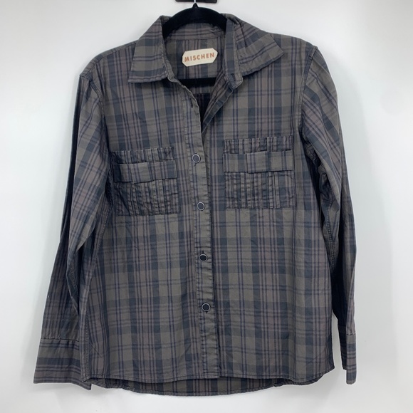 Mischen womens Large blouse button front plaid - Picture 1 of 6